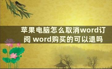 苹果电脑怎么取消word订阅 word购买的可以退吗